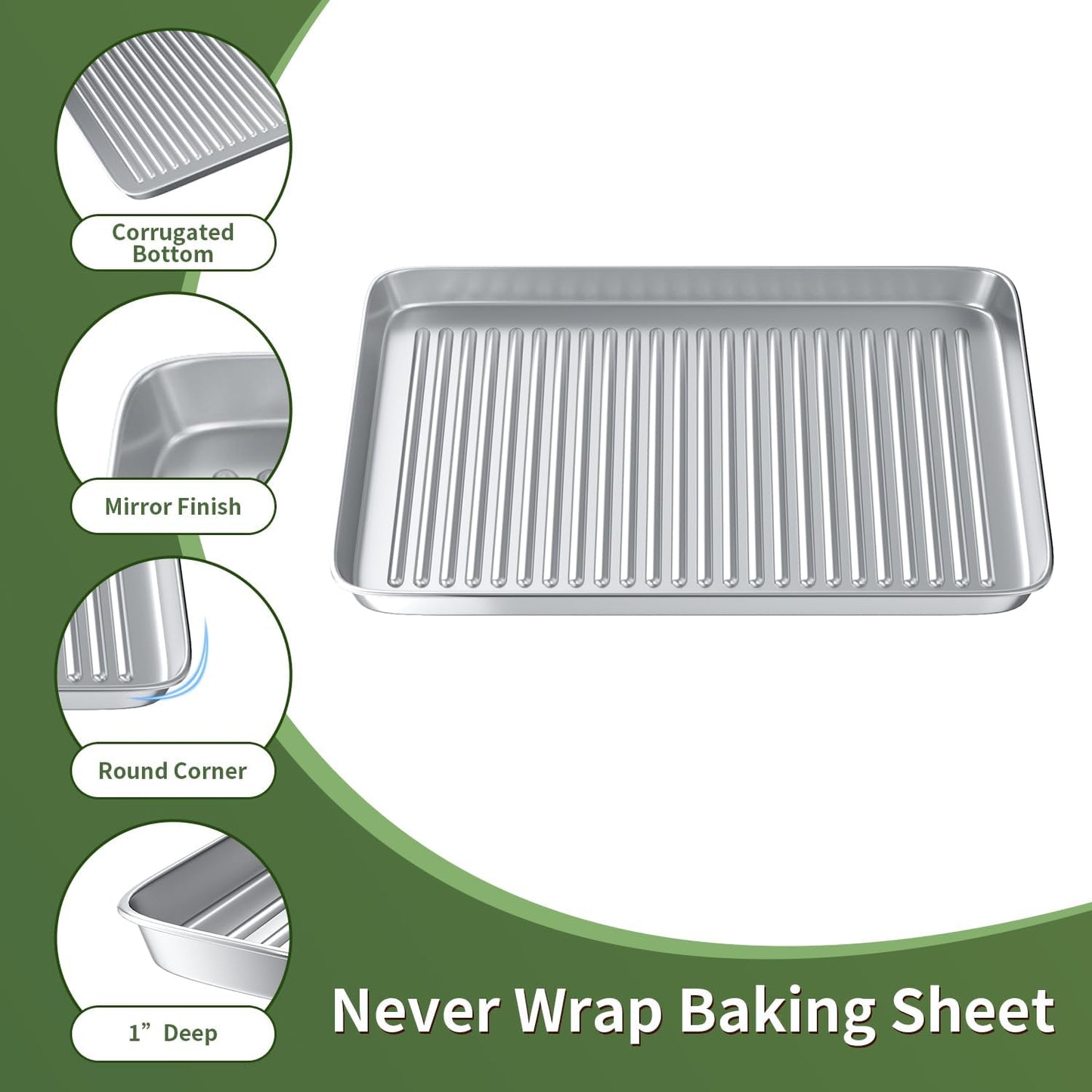 Baking Sheet with Wire Rack Set: 3 Baking Pans + 3 Cooling Racks for Cooking and Baking - Stainless Steel Nonstick Bacon Pans for Oven, Warp Resistant & Heavy Duty & Rust Free