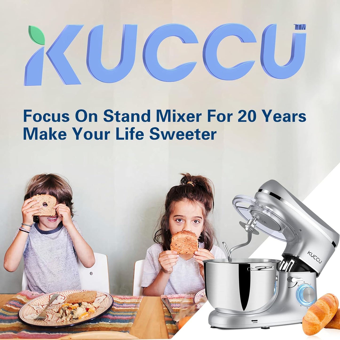 Stand Mixer, 6.5 Qt 660W, 6-Speed Tilt-Head Food Dough Mixer, Kitchen Electric Mixer with Stainless Steel Bowl,Dough Hook,Whisk, Beater, Egg white separator (6.5-QT, Silver)