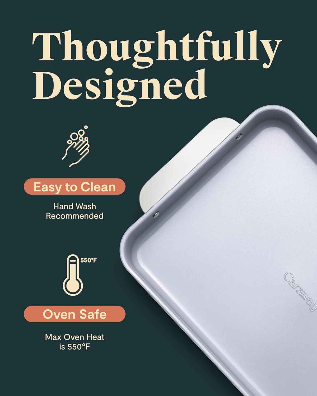 Caraway Non-Stick Ceramic 9”x13” Rectangle Pan Duo - Naturally Slick Ceramic Coating - Non-Toxic, PTFE & PFOA Free - Perfect for Brownies, Lasagnas, and More - Perracotta