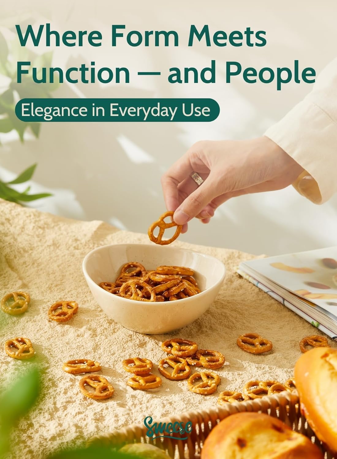 Sweese 5 Inch Porcelain Small 10 oz Bowls Set of 6, for Dessert | Ice cream | Soup | Rice | Fruits | Small Portions - Microwave, Dishwasher, and Oven Safe - Beige