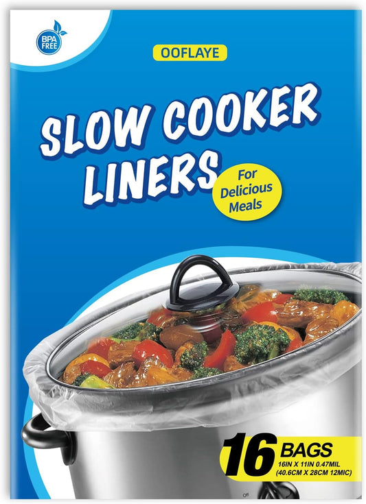 16 Counts Slow Cooker Liners Small Size(11 x 16 Inch) Kitchen Disposable Cooking Bags Fits 1 to 3 Quarts Safe for Oval or Round Pot (16)