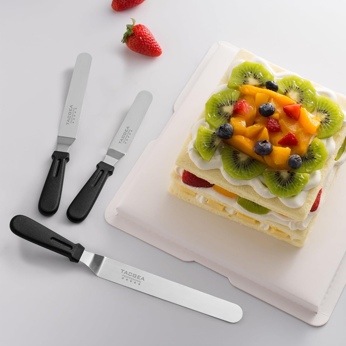 TACGEA Icing Spatula, Angled Offset Cake Spatula with 6", 8", 10" Stainless Steel Blade Set of 3