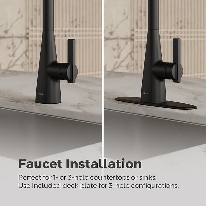 Pfister Exemplar Kitchen Faucet with Pull Down Sprayer, Single Handle, High Arc, NSF Certified, Spot Defense Matte Black Finish, F5297EPSDB