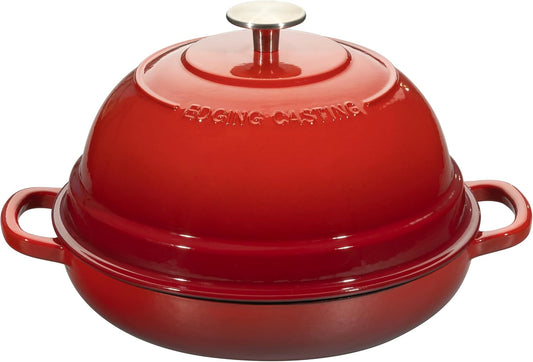 Enameled Cast Iron Dutch Oven Pot with Lid, Round Bread Oven for Homemade Sourdough Bread Baking, 6 Quart, Red
