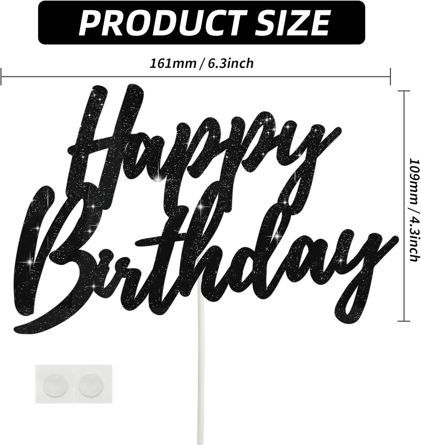 BEISHIDA Happy Birthday Cake Toppers Black Glitter Birthday Cake Decoration Cake Baking Supplies 18th 30th 40th Birthday Cake Toppers For Boys Girls Men Women Birthday Party Photo Booth Props