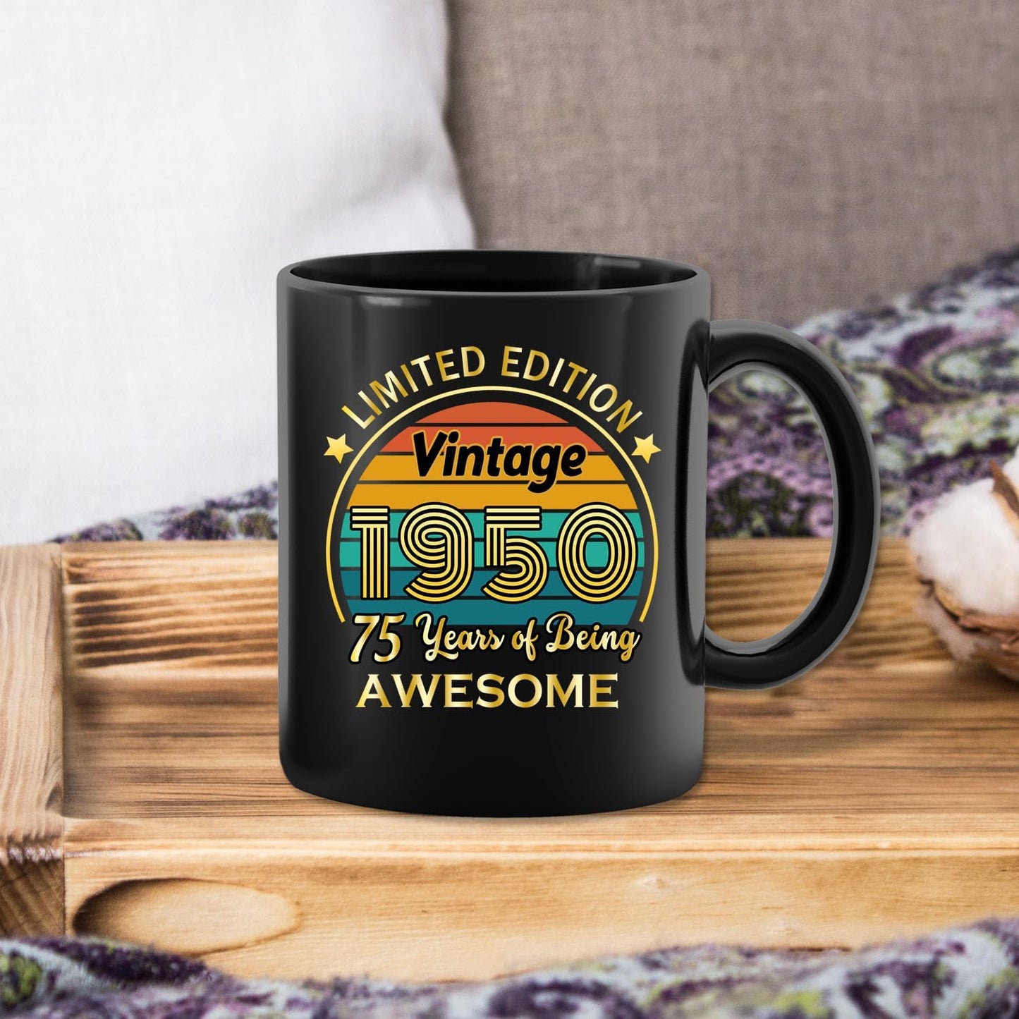 QUPT 75th Birthday Gifts for Women Men, 75th Birthday Gifts for Him, 75 Years Old Gifts, 1950 Birthday Gifts for Women Men, 1950 Birthday Gifts for Her Him, 75th Birthday Presents Coffee Mug