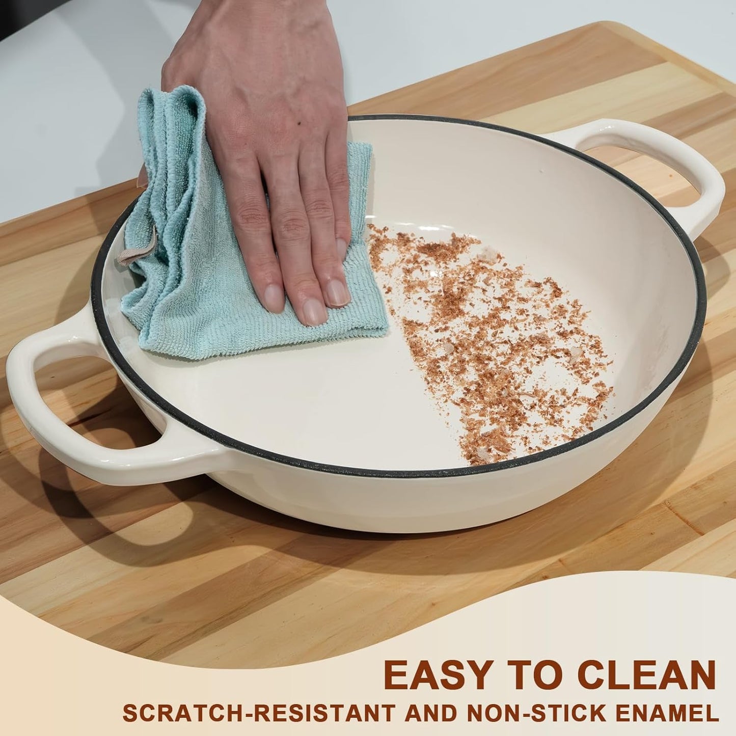 AHJ 6QT Dutch Oven For Bread Baking, Enameled Cast Iron Dutch Oven Pot with Lid, Multi-Functional Bread pan, Sourdough Baking Supplies with Proofing Basket, Cast Iron Bread Oven, Silicone Sling & Gloves.