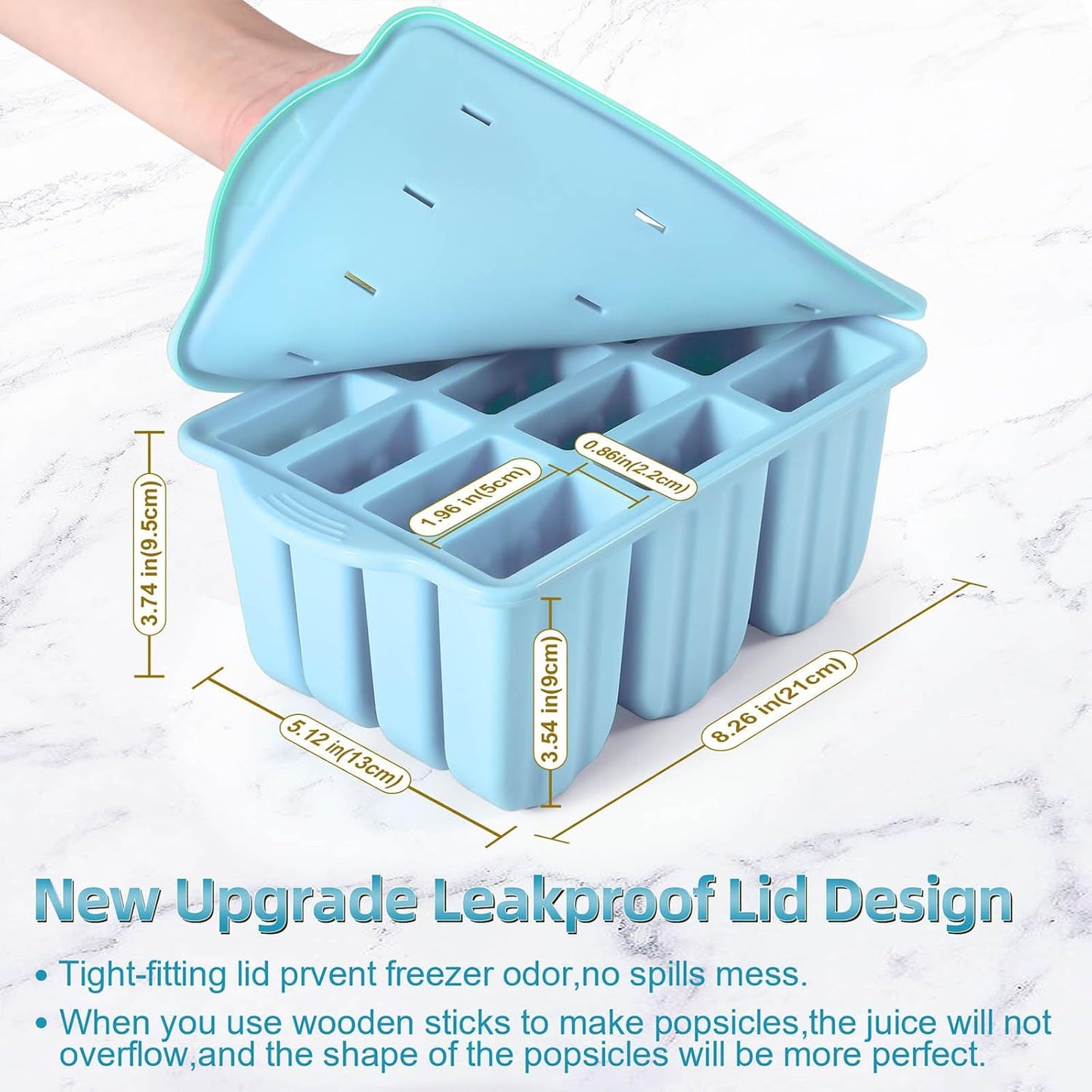 Silicone Popsicles Molds,Ice Pop Cream Mold Set Homemade Toddler Popsicle Maker For Kids Para Paletas De Helado Kulfi BPA Free, with 50 Sticks, 50 Bags,50 wire Ties (Azure)