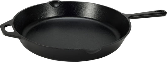 Amazon Basics Pre-Seasoned Cast Iron Skillet, Oven Safe, Even Heating, Heavy-Duty & Large, 15-Inch, Black