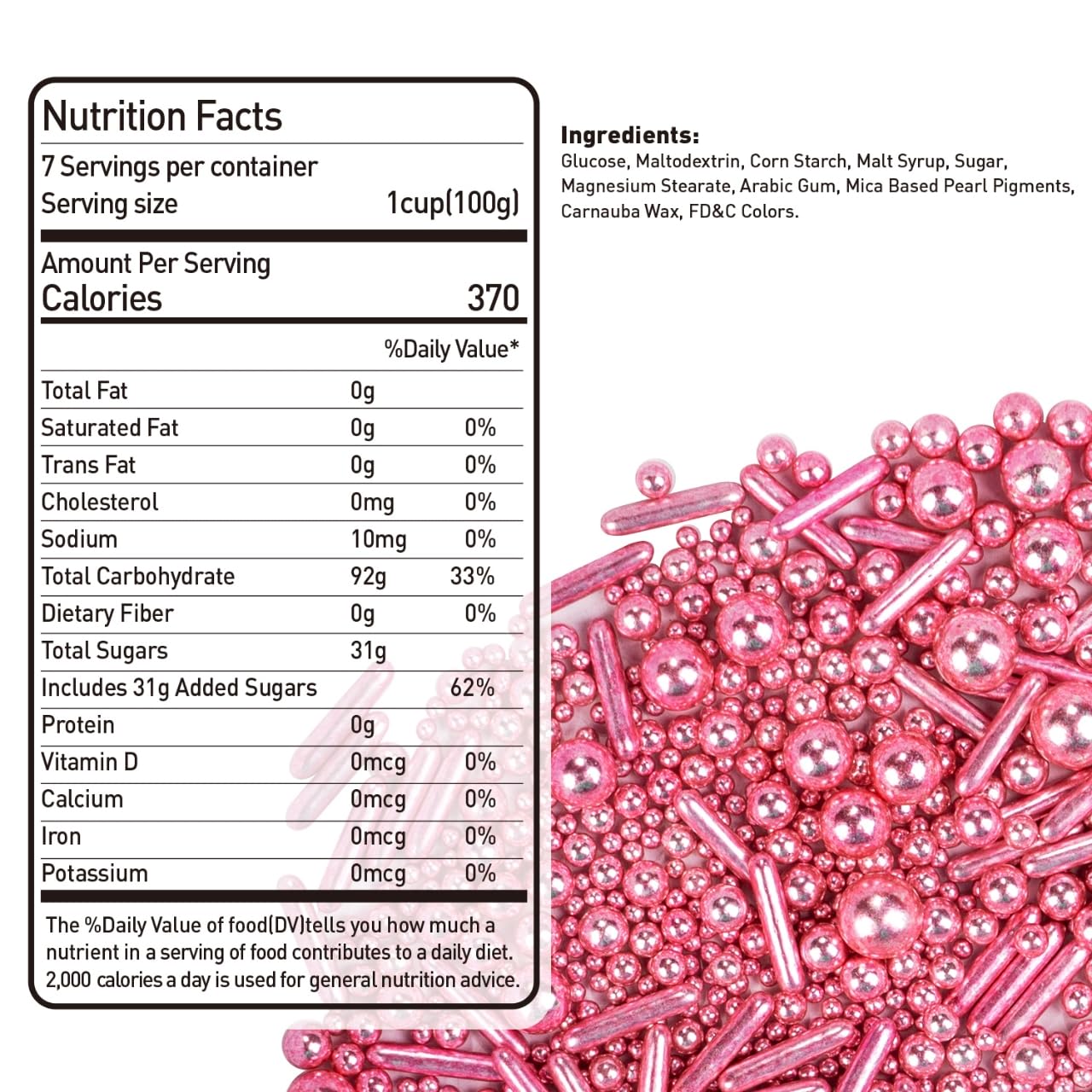 Dazzjoy Rose Gold Pearl Rods Sprinkles, 130g/4.58oz, Mix Size, Pearl Sprinkles for Cupcake Decorating, Cupcake Toppers, Cake Decorations, Ice Cream, Wedding Party Valentines Easter Supplies