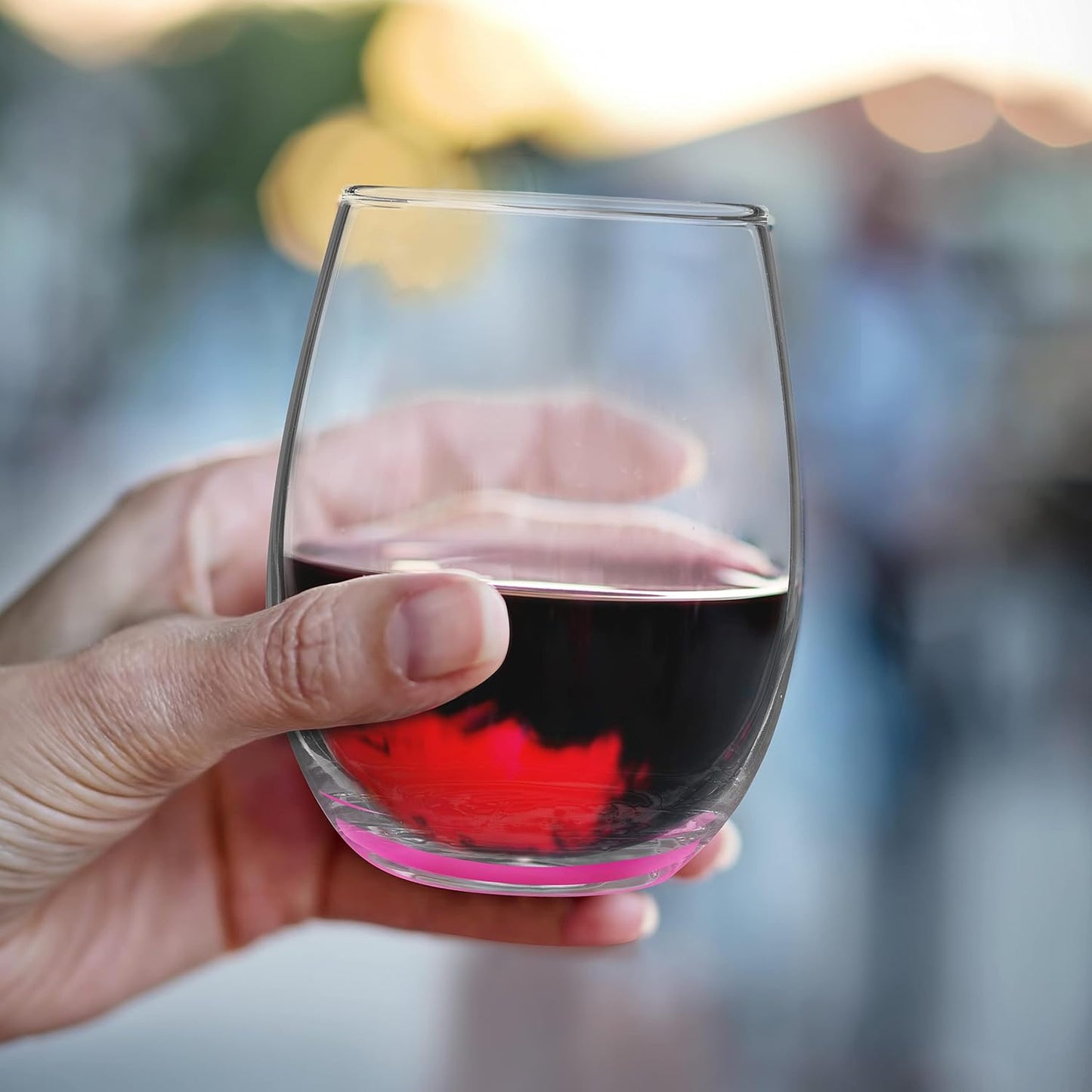 DISCOUNT PROMOS Stemless Wine Glasses by ARC 5.5 oz. Set of 12, Bulk Pack - Perfect for Hotel, Bar, Restaurant or Lounge - Pink