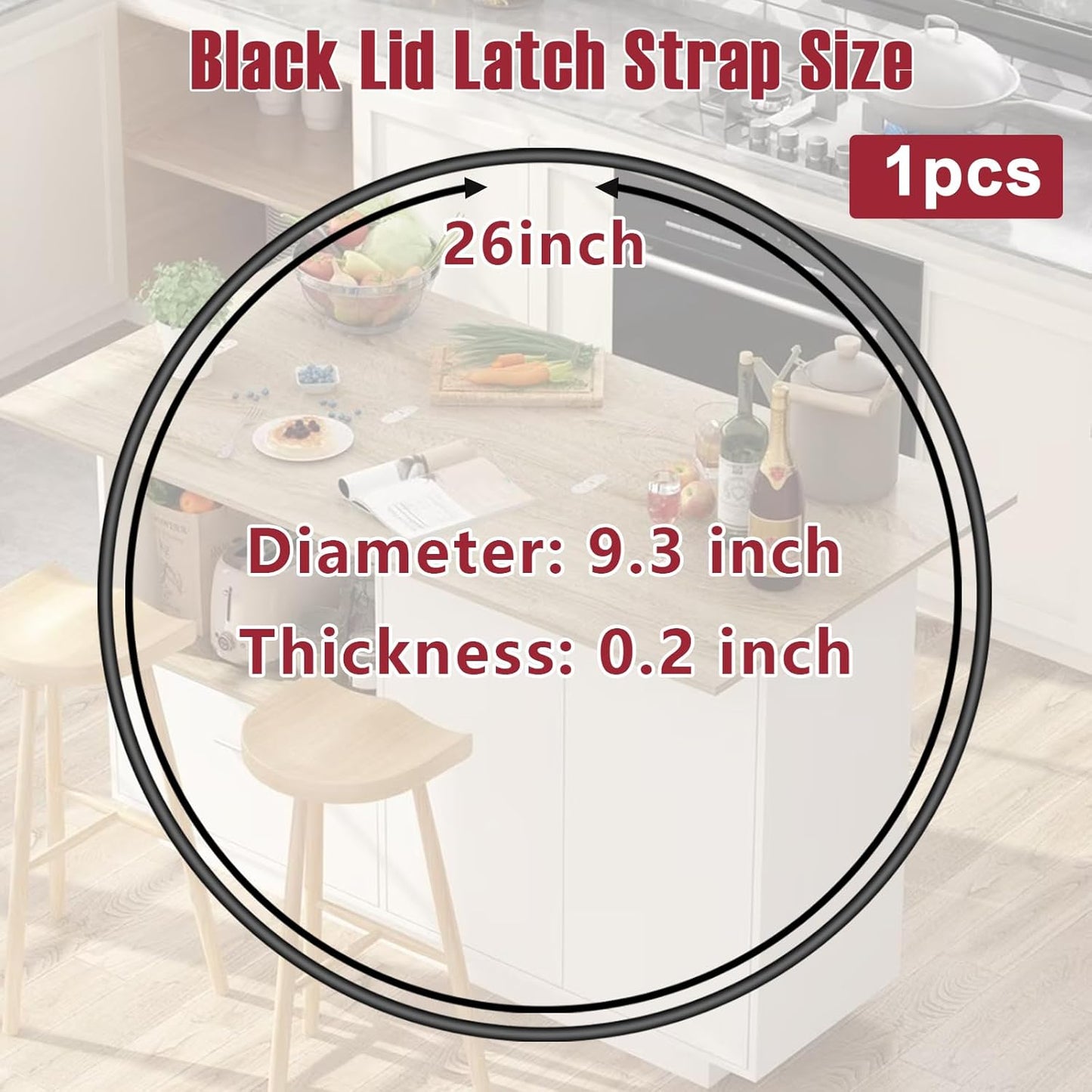 Black Lid Latch Strap Rubber Band 6,7,8 Quart for Hamilton Beach Crock Pot Slow Cooker 1PCS