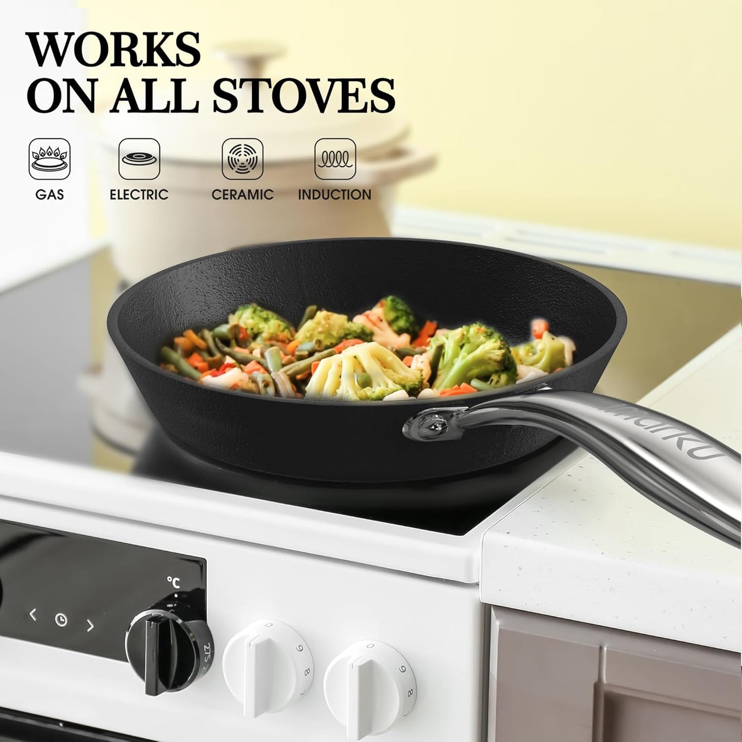 imarku Frying Pan Non Stick, 8inch Small Egg Pan, Induction Compatible Skillet, Omelette Pans with Stainless Steel Handle, Dishwasher Safe, Gifts for Men and Women