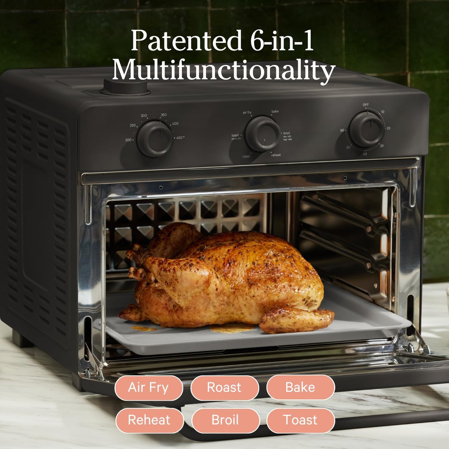 Our Place Large Wonder Oven | 6-In-1 Toxin-Free Air Fryer & Toaster with Steam Infusion | Family-Sized 32QT, 1700W Countertop Design | Includes Bake Tray, Fryer Basket, Large Racks | Char