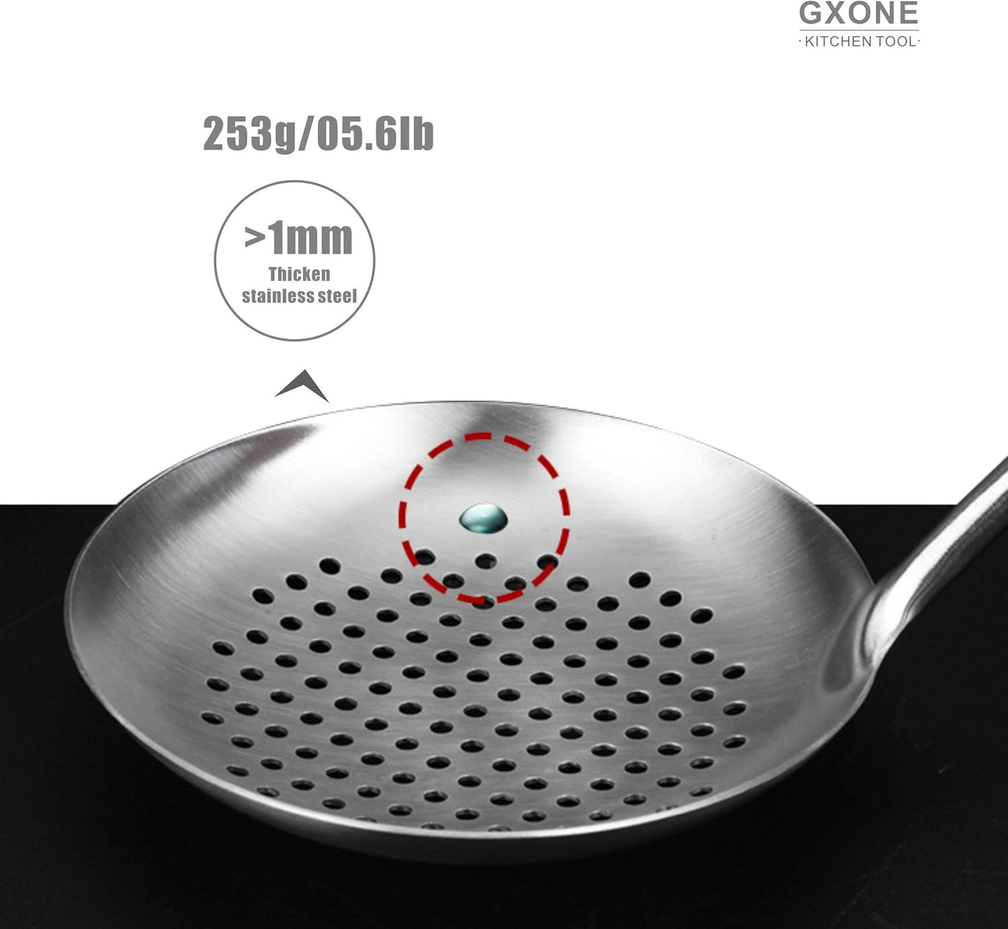 Slotted Spoon,304 Stainless Steel Skimmer Spoon with Heat Resistant Wooden Handle,Silver/15.8Inch