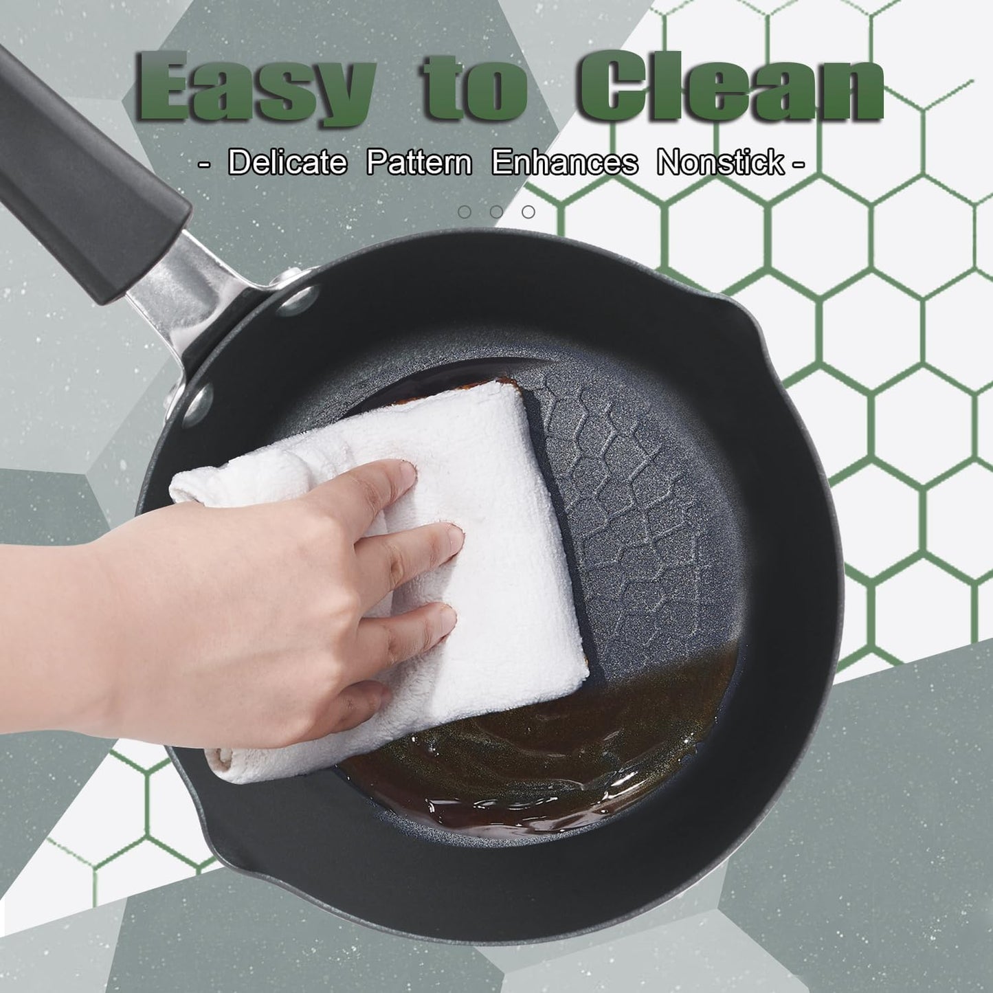 Nonstick Small Sauce Pan with Lid, 1.75 Quart and 2.4 Quart Sauce pan with Pour Spouts, Multipurpose Handy Little Saucepan with Stay Cool Handle, Small Pots for Cooking, Soups, Noodles, Milk