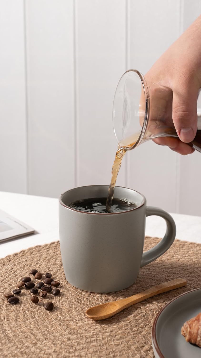 famiware Mercury Coffee Mugs 13 oz, Coffee Mugs Set of 6 with Handle, Cups for Latte, Hot Tea, Cappuccino, Mocha, Cocoa, Dark Grey