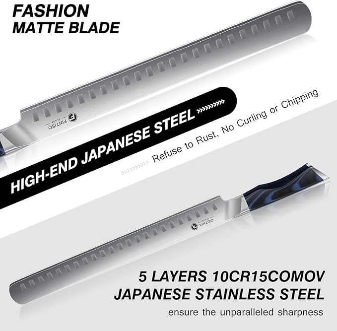 Brisket Slicing Knife, 11.6 Inch Carving Knife, Japanese High Carbon Steel Slicing Knives with G10 Handle, Full Tang Ultra Sharp Meat Cleaver for BBQ, Turkey, Roast, Brisket