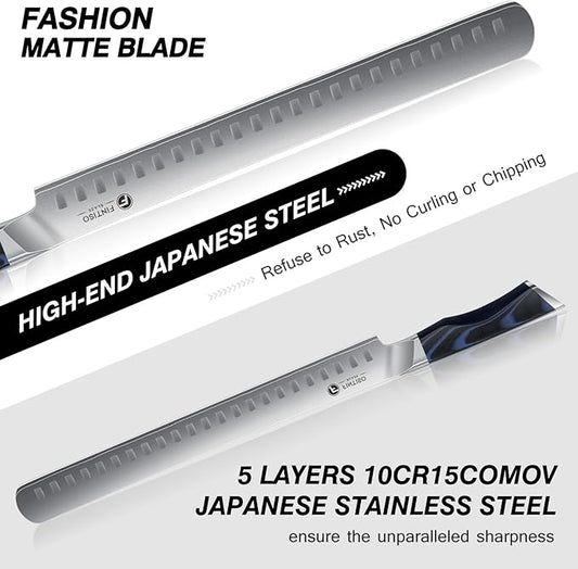 Brisket Slicing Knife, 11.6 Inch Carving Knife, Japanese High Carbon Steel Slicing Knives with G10 Handle, Full Tang Ultra Sharp Meat Cleaver for BBQ, Turkey, Roast, Brisket