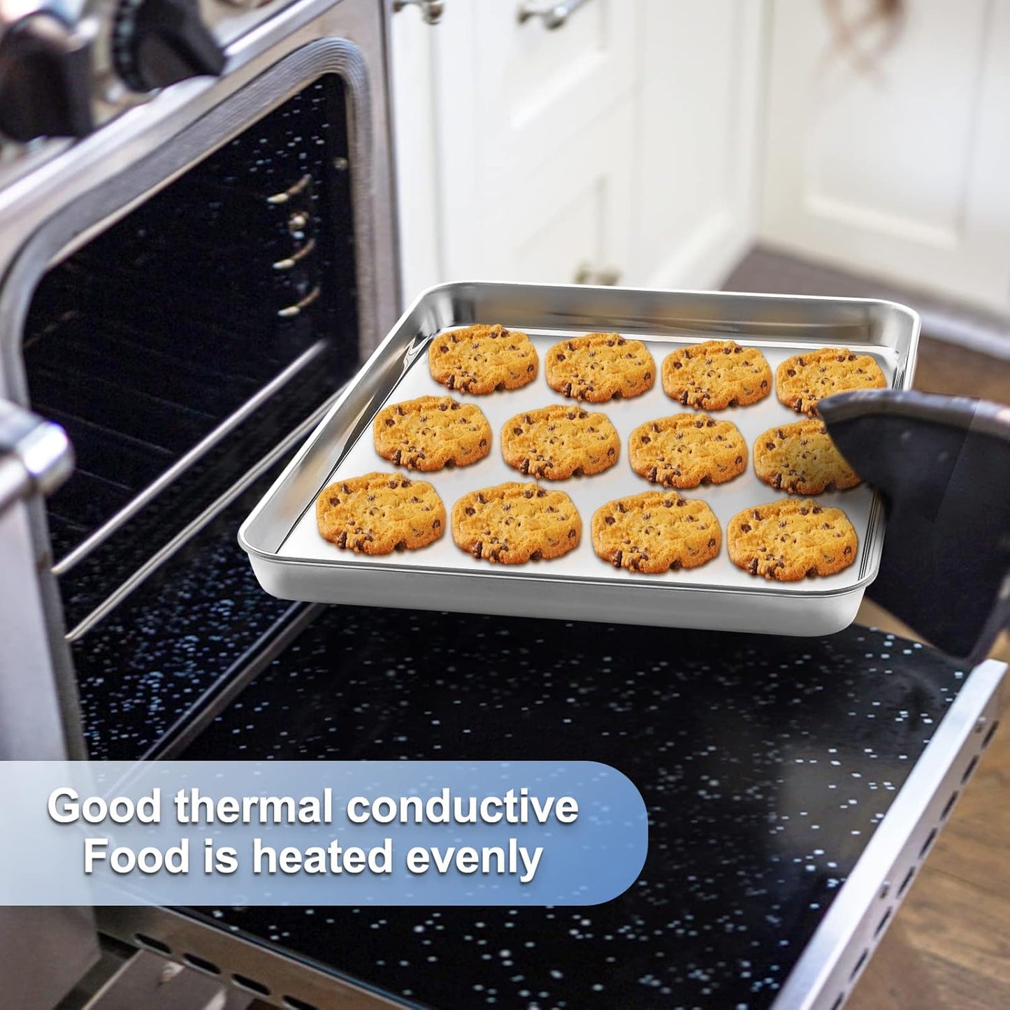 Baking Sheet with Wire Rack Set (1 Baking Pan + 1 Cooling Rack), 16 x 12 x 1 Inch Stainless Steel Cookie Sheet Pan Toaster Oven Tray with Rack, Non-stick & Dishwasher Safe