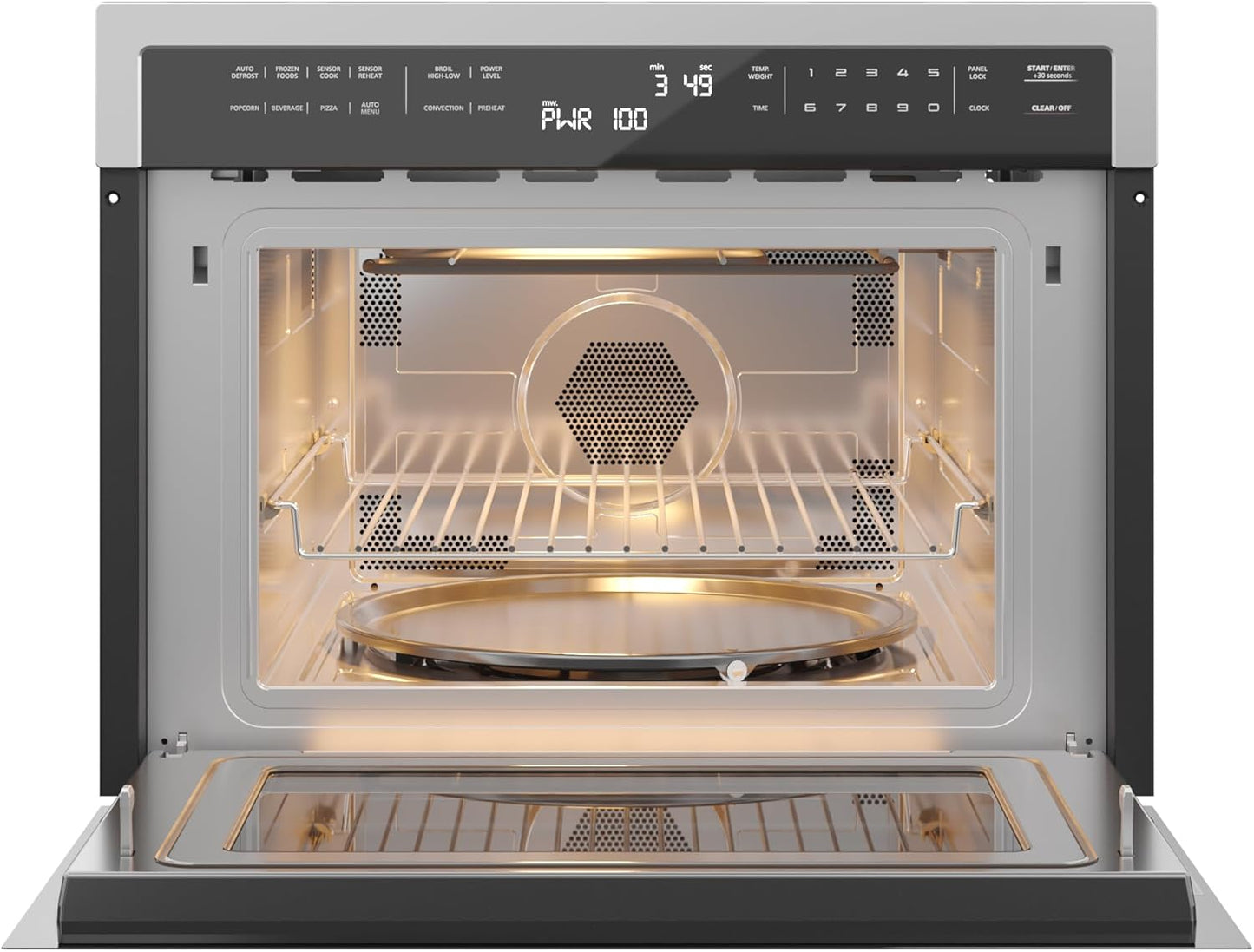 KoolMore COM-24SS 24 Inch Built-in Convection Oven and Microwave Combination with Broil, Soft Close Door, 1000 Watt Power, Stainless Steel Finish, Touch Control LCD Display, 24 in/1.6 Cu. Ft, Silver