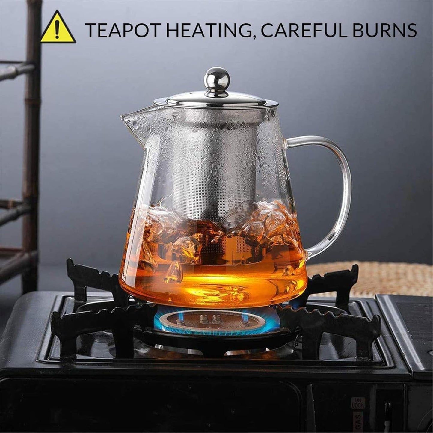 750ml (25oz) Upgraded Glass Teapot with Infuser,Heat Resistant with Removable Infuser, Borosilicate Clear Glass Tea Pots for Loose Leaf Tea and Blooming Tea Cook teapot