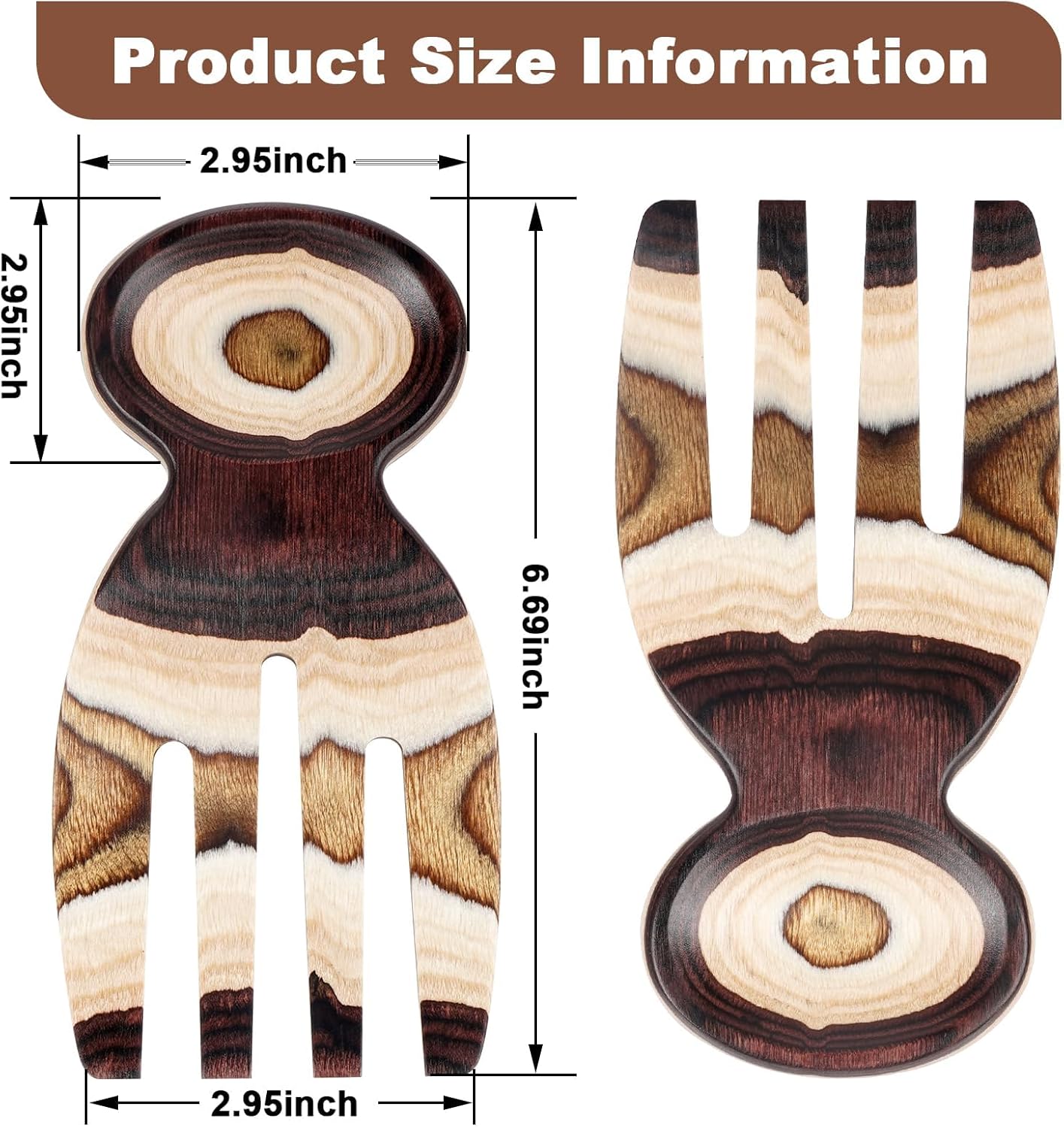 Salad Tongs, Salad Hand, Pakkawood Salad Tongs for Serving, Serving Utensils Set Salad Servers Set Kitchen Cooking Utensil