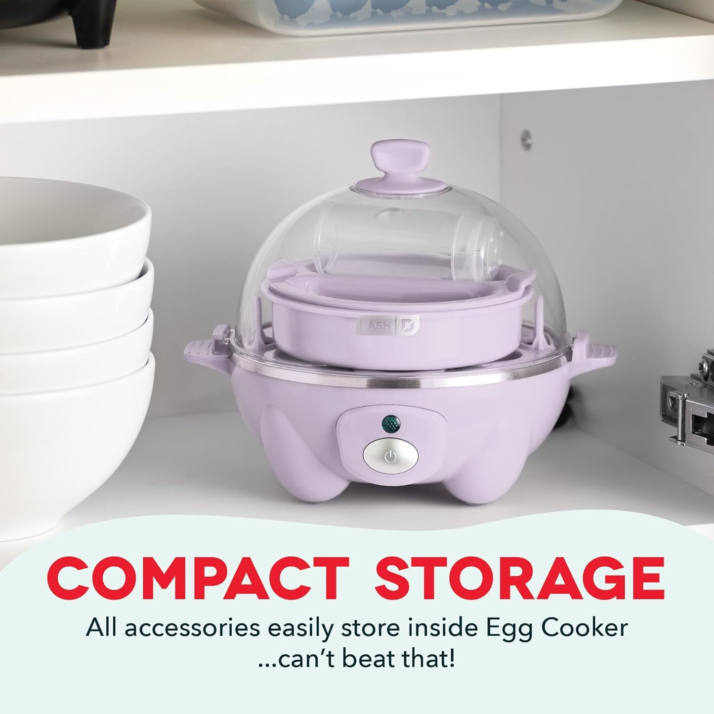 DASH Rapid Egg Cooker: 7 Egg Capacity Electric Egg Cooker for Hard Boiled Eggs, Poached Eggs, Scrambled Eggs, or Omelets with Auto Shut Off Feature - Lavender
