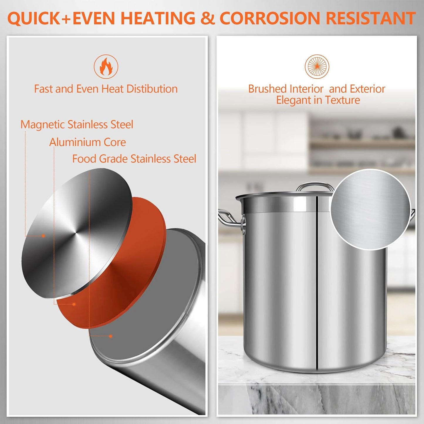 100 Quart Stainless Steel Stock Pot with Lid – Giant Heavy Duty Cooking Pot for Soup, Stew, Crawfish – Commercial Grade, Induction Compatible – Ideal for Catering & Bulk Cooking