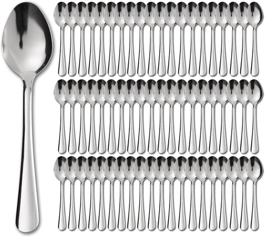 60 PCS Dinner Spoons Set - Windsor Stainless Steel Dinner Spoon 7.1 Inch with Dishwasher Safe Dessert Spoons, Metal Dessert Spoon, Silverware for Home, Kitchen or Restaurant