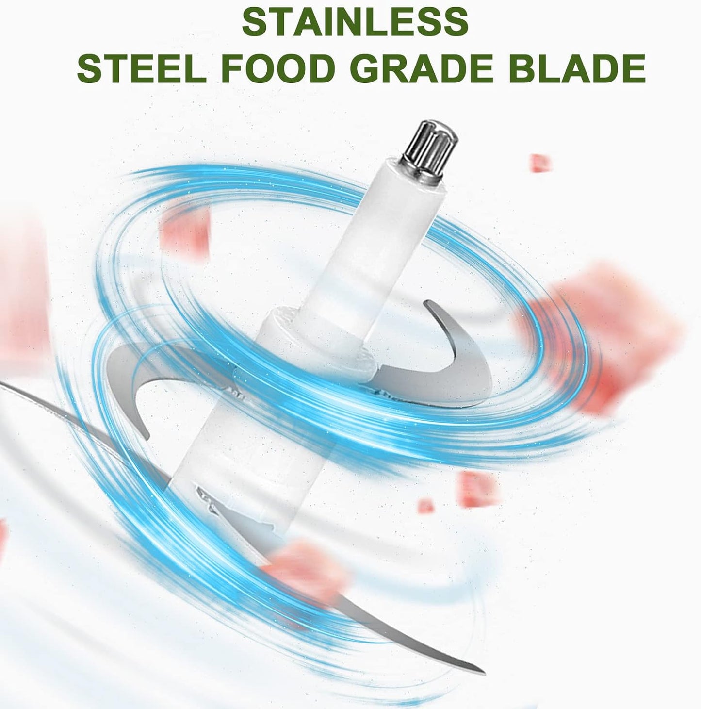 Liebe&Lecker Food Processor, Meat Grinder with 1 Bowl 8 Cup, Electric Food Chopper with 4 Large Sharp Blades for Meat, Fruits, Vegetables, Baby Food, Nuts, 2 Speed, 350W