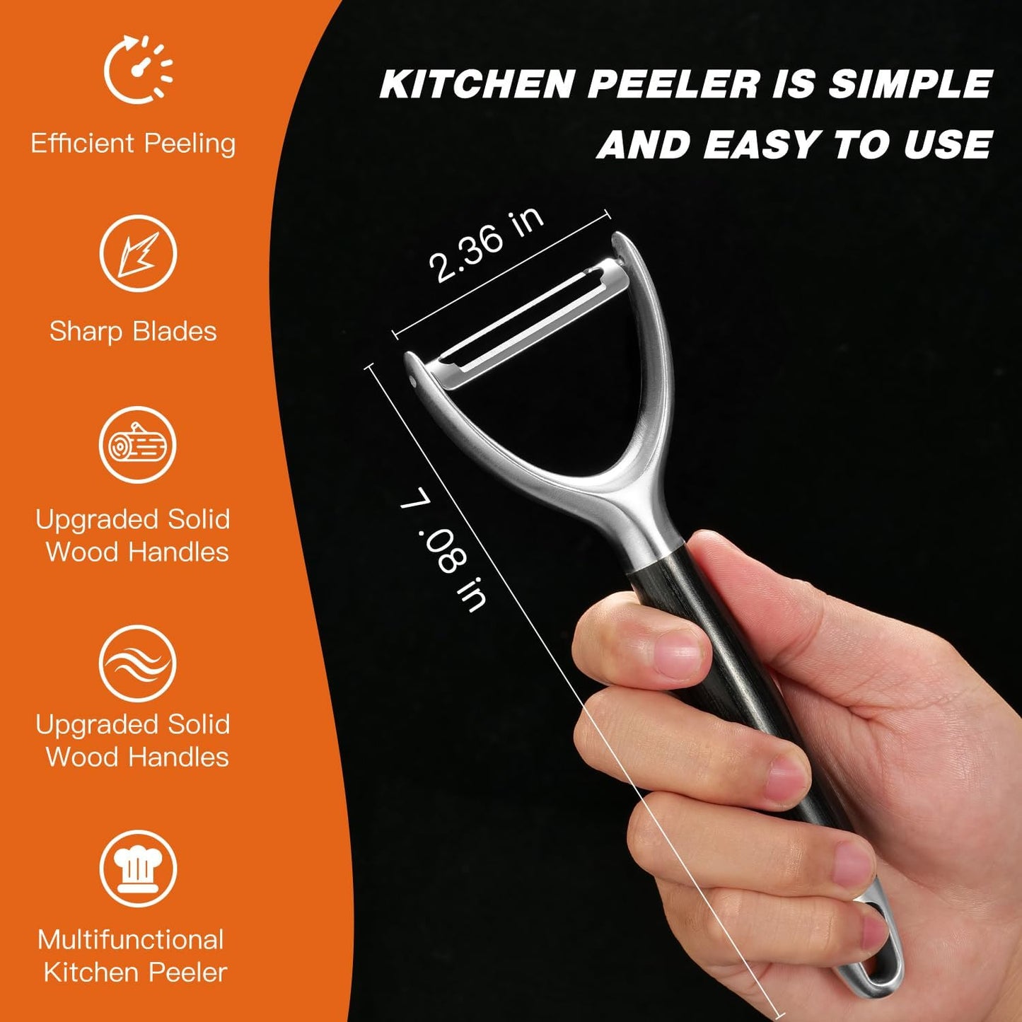 304 Stainless Steel Multi-Function Kitchen Peeler - With Solid Wood Handle, Sharp & Durable Blade, Effortlessly Peels Vegetables and Fruits, Essential Kitchen Tool