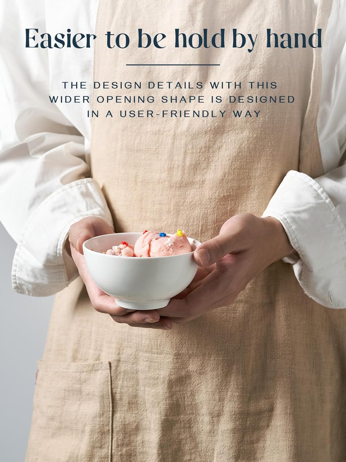 DOWAN 8.5 OZ Small Ceramic Bowls Set of 4 - White Bowls for Dessert, Dip, Side Dishes, Ice Cream, Fruit, Rice - Dishwasher & Microwave Safe