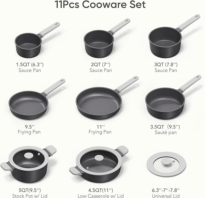 CAROTE 11pcs Pots and Pans Set Non Stick, Premium Cooking Sets, Kitchen Cookwares, Induction Cookware Set, Pot and Pan, Kitchen Essentials