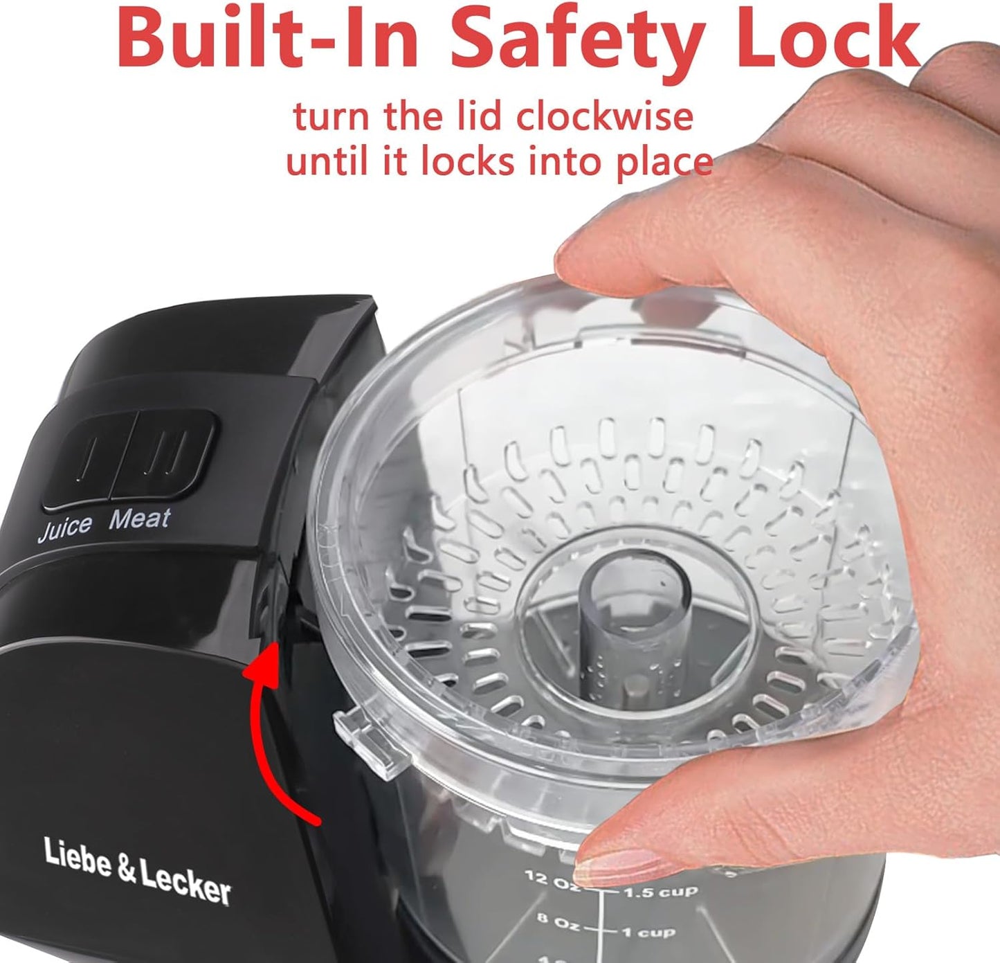 Liebe&Lecker 2 In 1 Mini Food Processor, 1.5 Cup Mini Chopper and Citrus Juicer for Cutting Vegetable, Meat and Squeezing Orange Juice