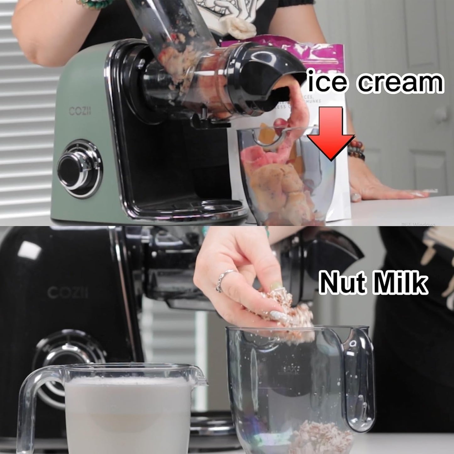 COZII Cold Press Juicer Machines,Slow Masticating Juicer Extractor Soft/hard Mode, 3.6" Large Feed Chute For Vegetable and Fruit, Easy to Clean Juicer, Quiet Motor, High Juice Yield