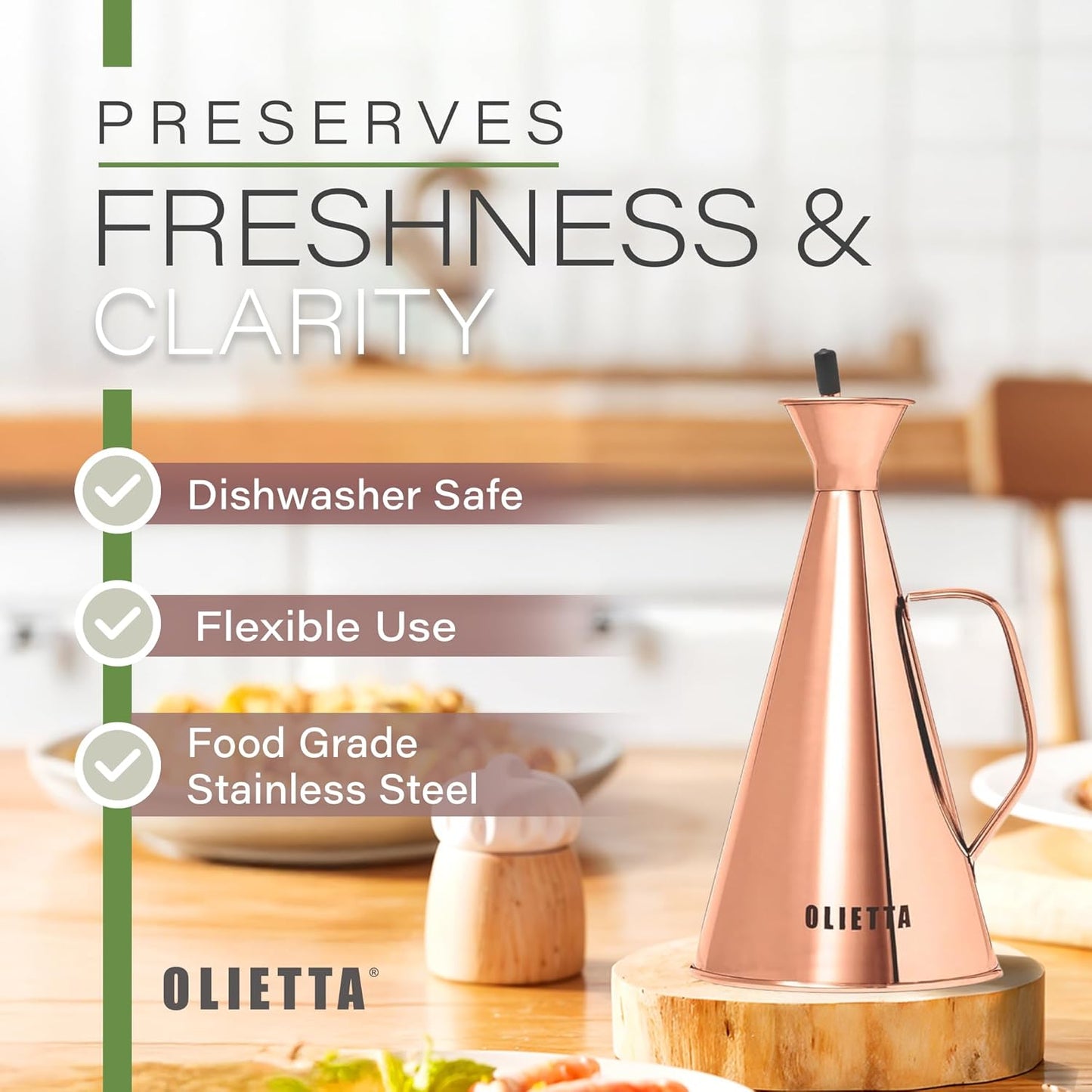 Olive Oil Dispenser Bottle Stainless Steel Non Drip Leak Proof No Mess Vinegar Pourer & Kitchen Drizzler 8.5 oz 250ML 0.25 Litre Great for Pouring & Drizzling Easy to Clean & Leakproof