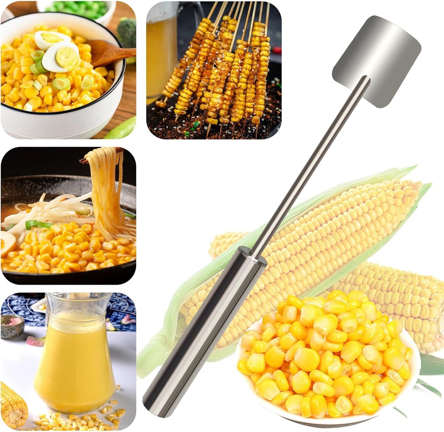 EGZ Corn Cob Peeler Peeler Easy Clean Corn Cob Stainless Steel Splitter Tool Suitable for Home Kitchen, Restaurant Chef, Picnic Lovers (2 Pcs)