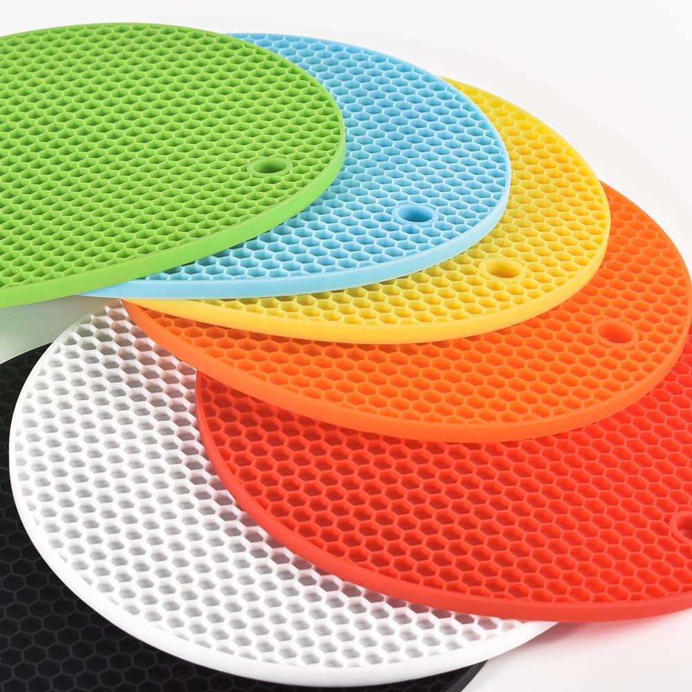 homEdge Silicone Trivets Mat, 6 Packs Multipurpose Non Slip Heat Resistant Pot Holder-Red