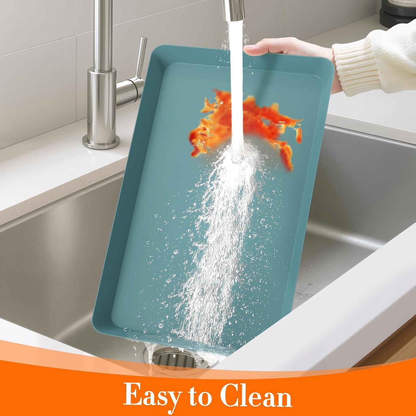 WOWBOX 6 pcs Serving Tray for Entertaining, Serving Platters for Snacks, Fruit, Cookies, Dessert, Reusable Plastic Trays for Serving Food and Pantry Organization in Kitchen & for Parties, (Green)