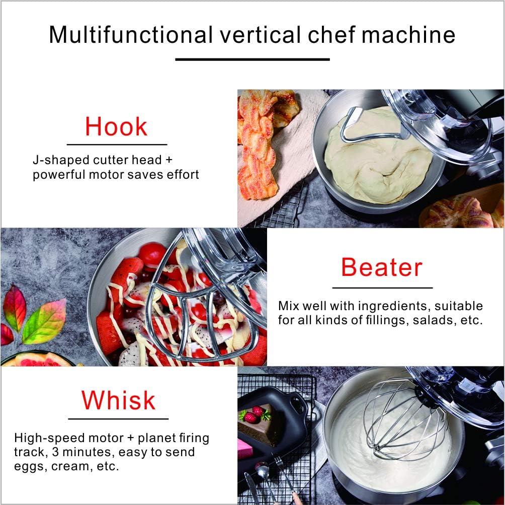 CUSIMAX Stand Mixer 5-QT Tilt-Head Food Mixer Kitchen Electric Mixer with Dough Hook, Wire Whip & Beater for Daily Use