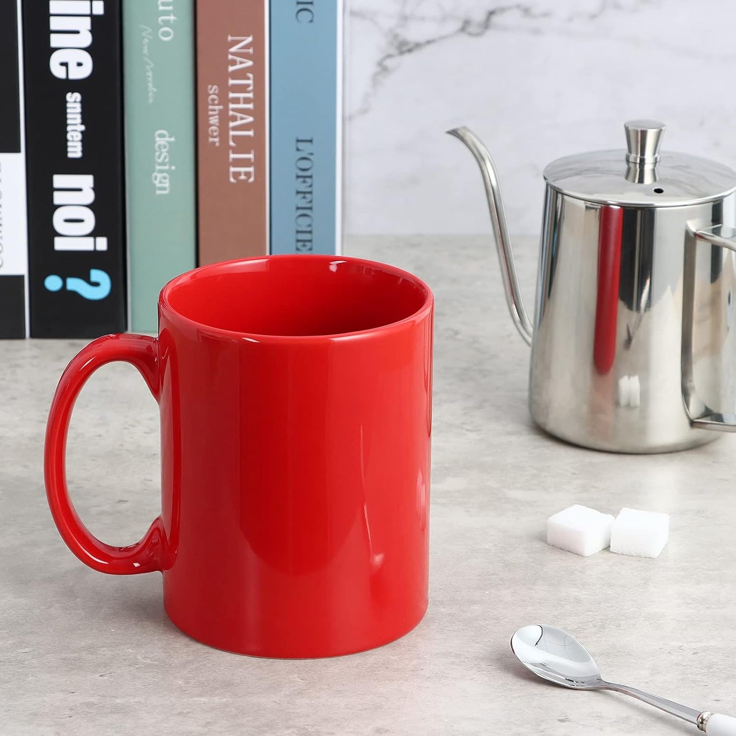 Large Coffee Mugs, 22 OZ(650ml) Extra Coffee Mug Set of 2, Smooth Ceramic Boss Cups, Big Capacity and Large Handle, for Dad Men, Red