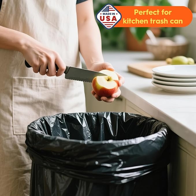 DELXO 55-60 Gallon Trash Bags, 150 Count Heavy Duty Large Black Garbage Bags, Thick Durable and Puncture-Resistant Plastic Bags for Kitchens, Yards & Offices, Made in USA