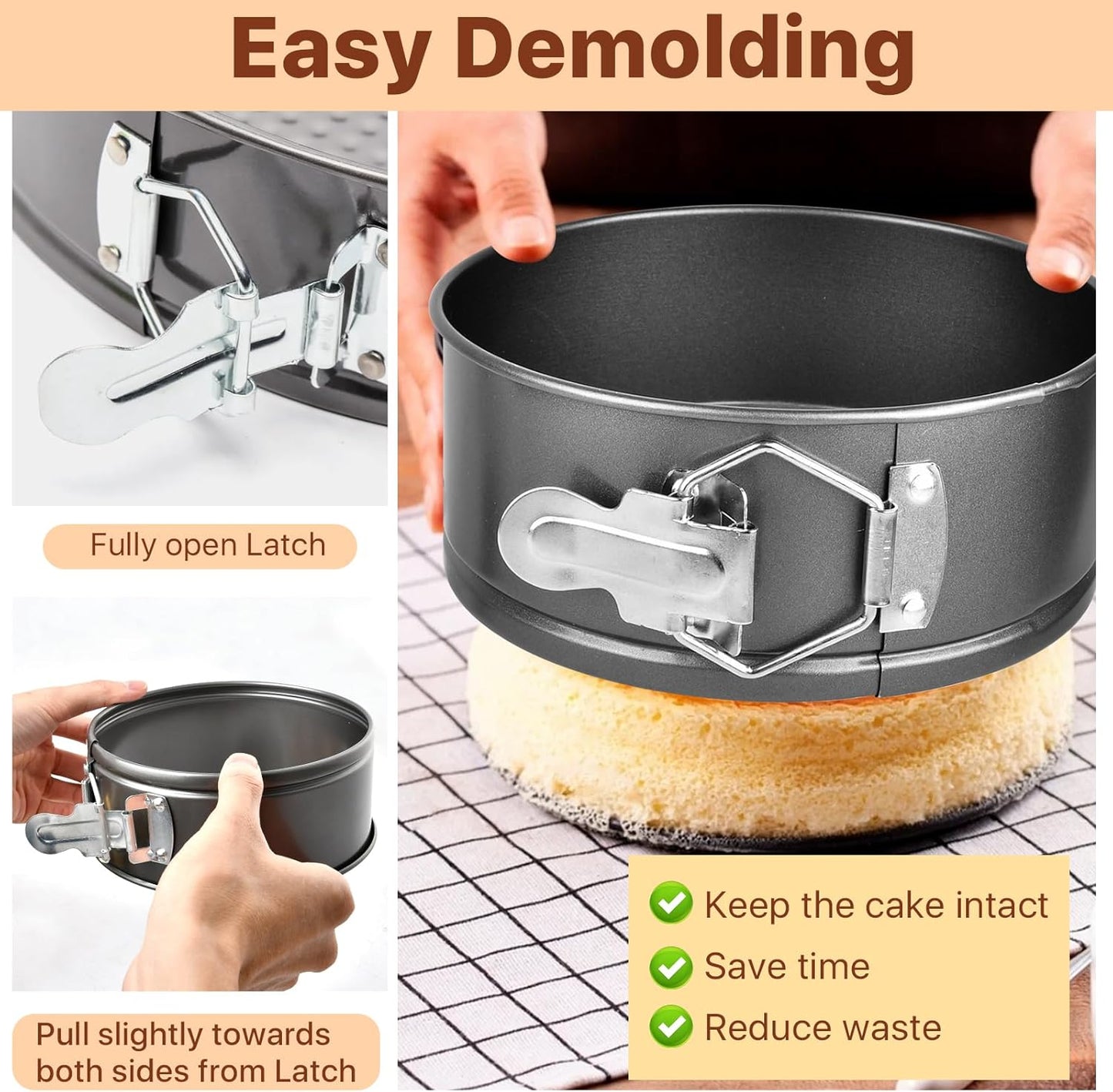 4 Pcs 6 Inch Springform Pan,Non-Stick Carbon Steel Cheesecake Pans with Removable Bottom,Leakproof Round Baking Mold for Cake, Pizza, Quiches, Compatible with 3 Qt Instant Pot (Black)