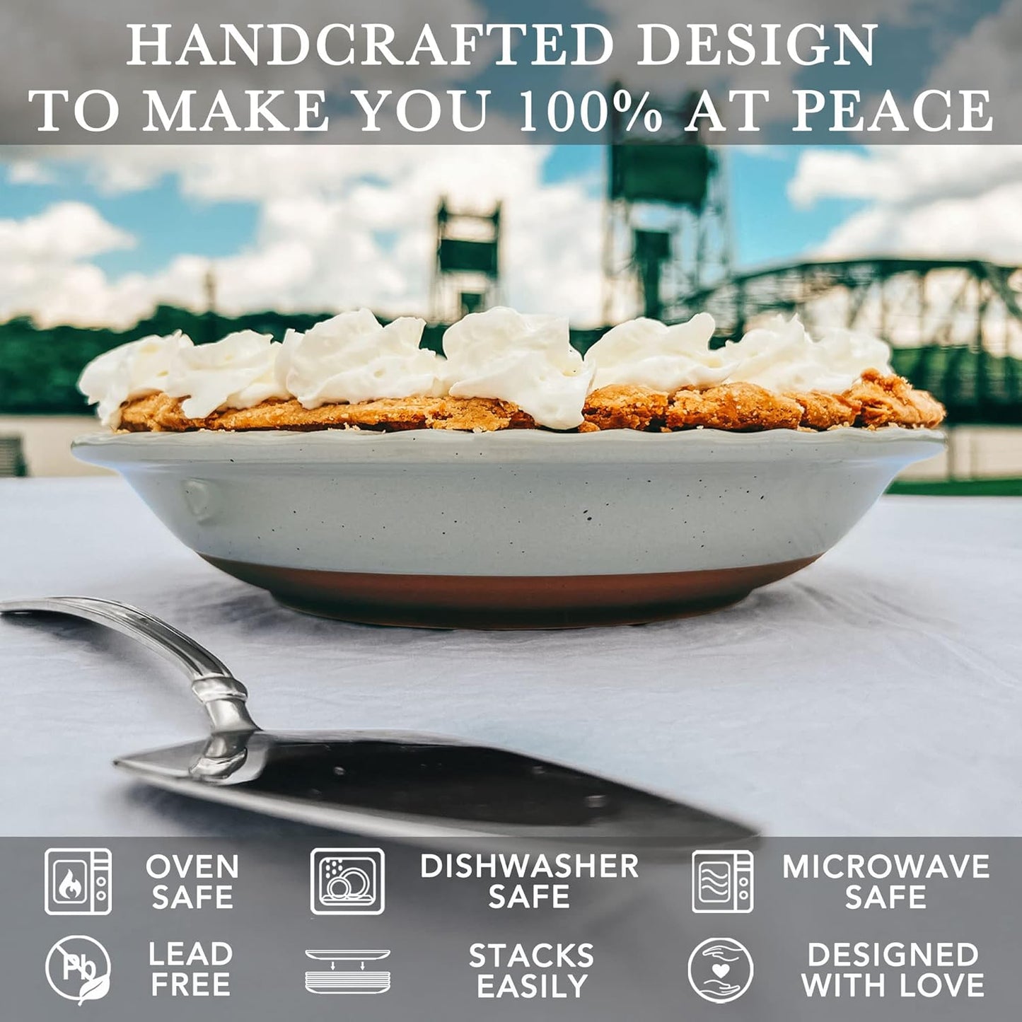 Mora Ceramics Classic 9 Inch Round Pie Pan Set of 2 - Earl Grey