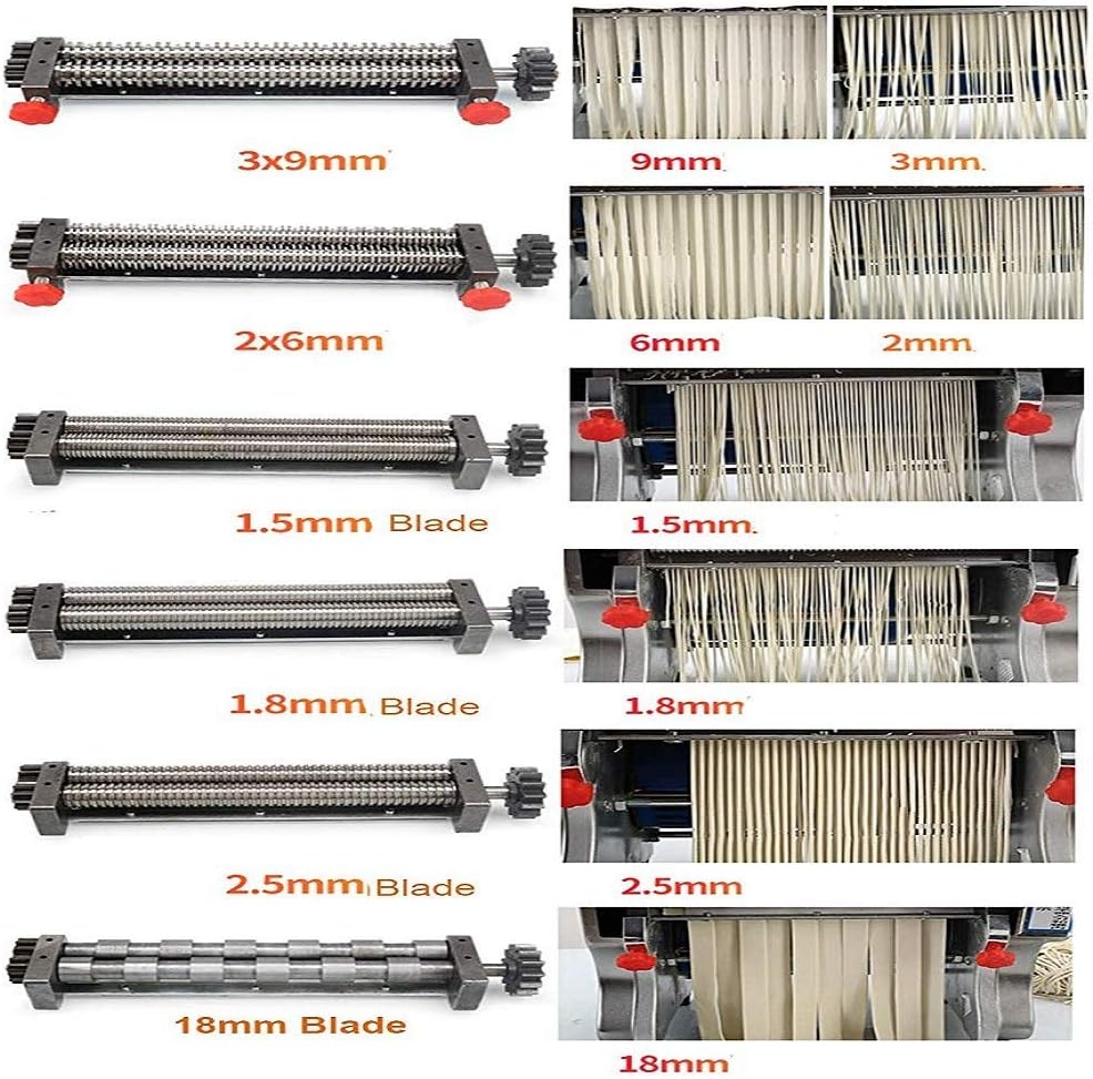 Hengwei 750W 110V Stainless Steel Commercial Electric Noodle Making Pasta Maker Dough Roller Noodle Cutting Machine(Noodle Width 18CM,Knife Length 18CM,Noodle Width 1.5mm)