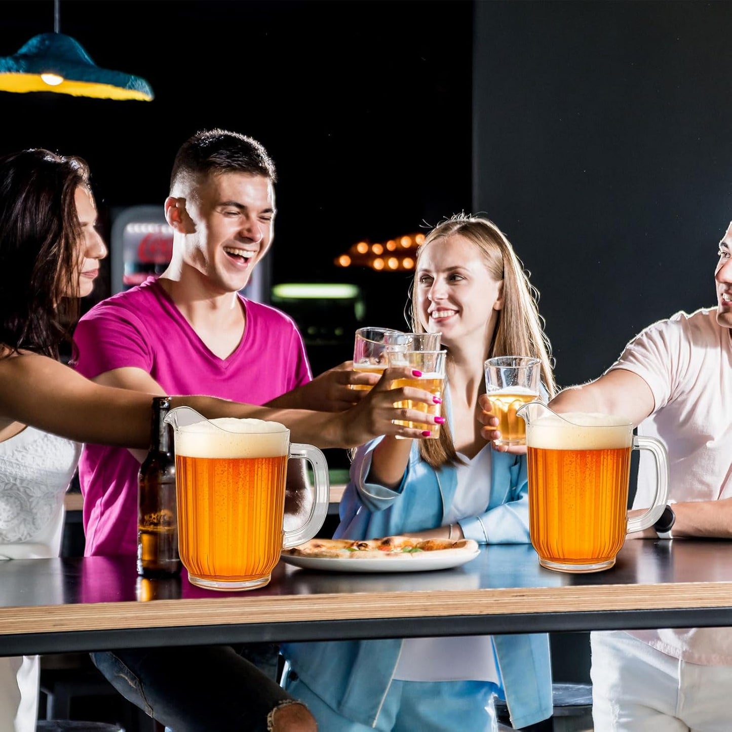 Tessco for you Plastic Pitchers 60 Ounce Clear Restaurant Jug Large Water Pitcher Carafe Serve Milk Tea Juice Drink for Parties Container Dispenser Beer Jar(1 Pcs)