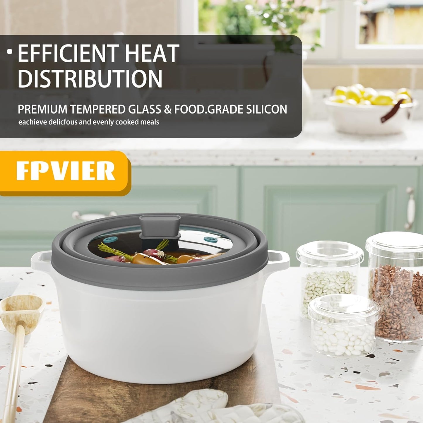 Microwave Splatter Cover, Vented Silicone and Glass Cover Splatter Guard Lid, Food Collapsible Plate Cover Lid with Easy Grip Handle. (Gray, 9 inch)