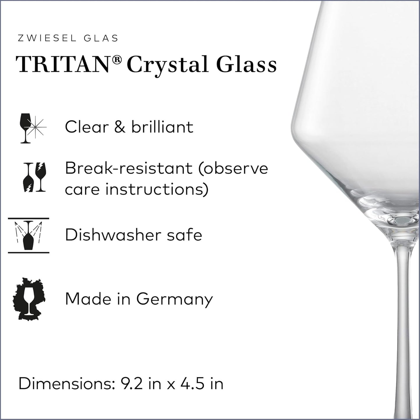 ZWIESEL GLAS Pure Burgundy Red Wine Glass (Set of 4), Graceful Burgundy Glasses for Red Wine, Dishwasher-Safe Tritan Crystal Glasses, Made in Germany (23 Ounce)