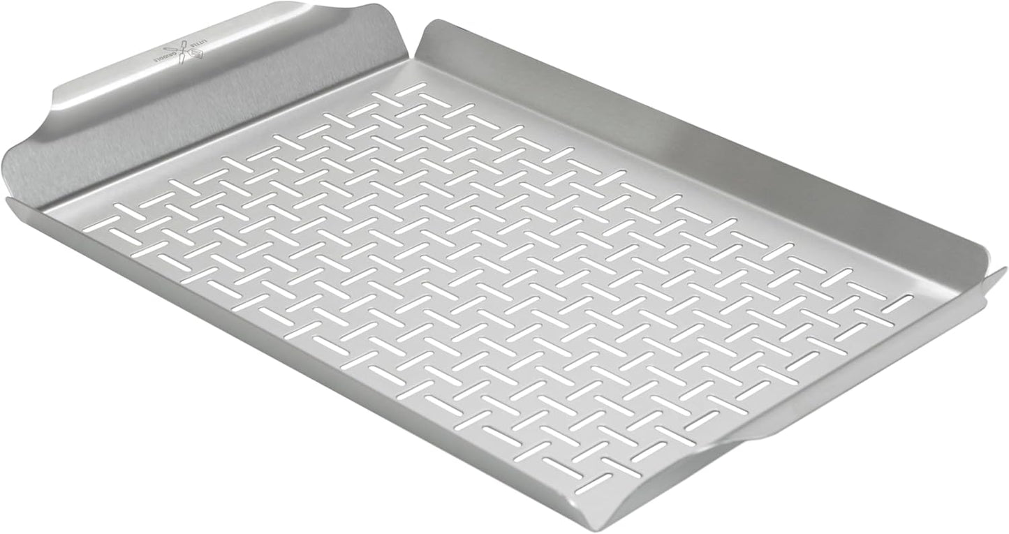 LITTLE GRIDDLE - Large Pro Grill Pan, High sidewalls with built-in handles, Stainless Steel Material, Big Food Capacity and Vented Design - Durable and Easy to Clean